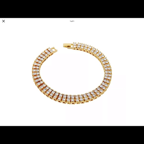 🎁❤️ 14K Gold Plated 2 row Tennis Bracelet 🌹 - Picture 3 of 5